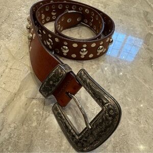 Studded Brown Leather Belt